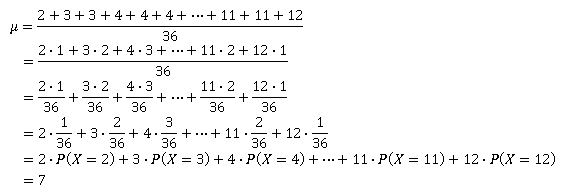 probability - What is the average of rolling two dice and only