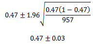 95% confidence interval for the proportion