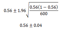 95% confidence interval for the proportion