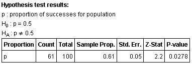 StatCrunch calculation