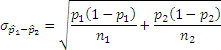 standard deviation of p1-p2